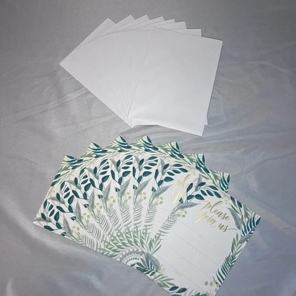 Botanical Watercolor "Please Join Us" Blank Invitation Cards with Envelopes 8ct